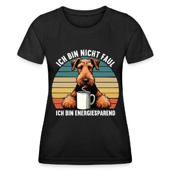 Ich Bin Nicht Faul Airedale Terrier Airedales - Frauen Funktions-T-Shirt - Schwarz - Vorne - AI Model Female 172 light (172cm)