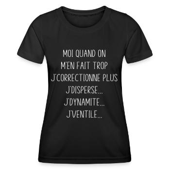 Tontons Flingueurs J'dynamite J'disperse J'ventile - T-shirt sport Femme - noir - Devant - AI Model Female 172 light (172cm)