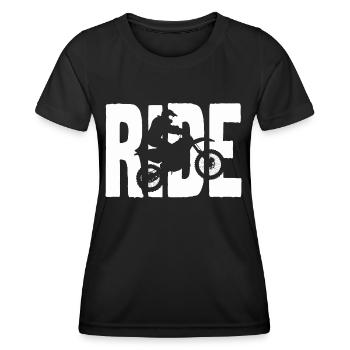 Ride motorcycle, motocross silhouette. - Women's Functional T-Shirt - black - Front - AI Model Female 172 light (172cm)