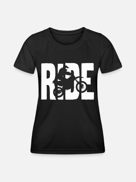 Ride Motorrad, Motocross Silhouette. - Frauen Funktions-T-Shirt - Schwarz