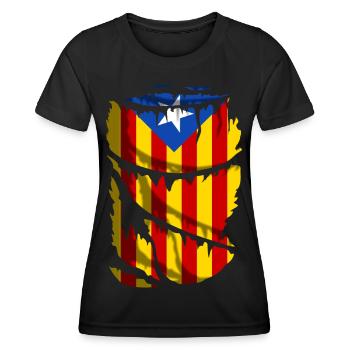 Drapeau de l’indépendance de la Catalogne. L’estelada - T-shirt sport Femme - noir - Devant - AI Model Female 172 light (172cm)