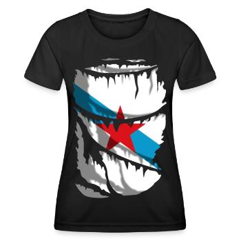 Drapeau de l’indépendance de la Galice - T-shirt sport Femme - noir - Devant - AI Model Female 172 light (172cm)