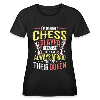 Dating mit einer Schachspielerin Schachfrau - Frauen Funktions-T-Shirt - Schwarz - Vorne - AI Model Female 172 light (172cm)