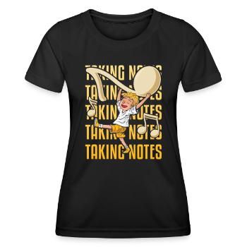 Notizen machen Wortspiele Lustiger Musiklehrer - Frauen Funktions-T-Shirt - Schwarz - Vorne - AI Model Female 172 light (172cm)