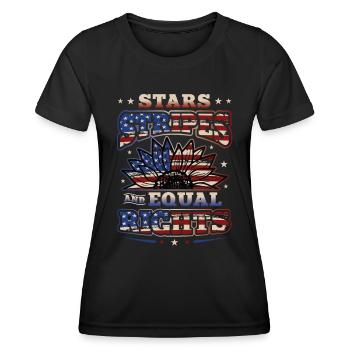 Stars Stripes et égalité - T-shirt sport Femme - noir - Devant - AI Model Female 172 light (172cm)