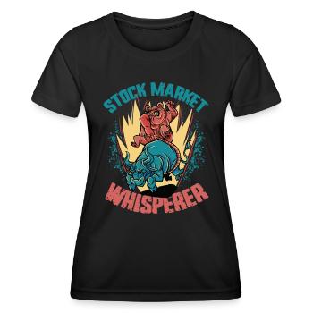 Stock Market Whisperer Stock Trader Bulle und Bär - Frauen Funktions-T-Shirt - Schwarz - Vorne - AI Model Female 172 light (172cm)