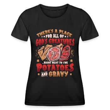 Fleischesser Grillen Fleischliebhaber - Frauen Funktions-T-Shirt - Schwarz - Vorne - AI Model Female 172 light (172cm)