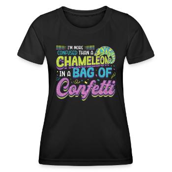 Plus confus qu’un caméléon - T-shirt sport Femme - noir - Devant - AI Model Female 172 light (172cm)