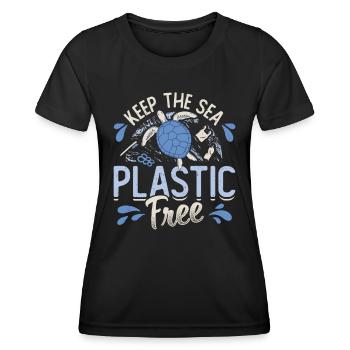 Haltet Das Meer Plastikfrei Rettet Den Ozean - Frauen Funktions-T-Shirt - Schwarz - Vorne - AI Model Female 172 light (172cm)