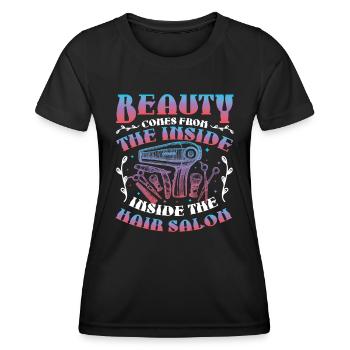 La beauté vient de l’intérieur du salon de coiffure - T-shirt sport Femme - noir - Devant - AI Model Female 172 light (172cm)