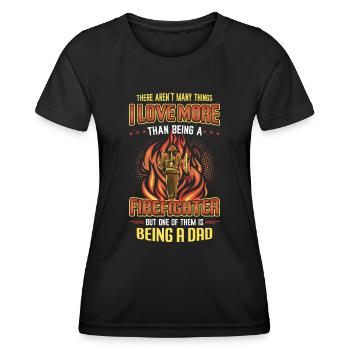 Feuerwehrmann Stolz Feuerwehrmann Papa - Frauen Funktions-T-Shirt - Schwarz - Vorne - AI Model Female 172 light (172cm)