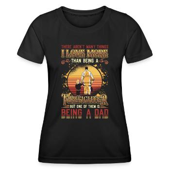 Feuerwehrmann Stolz Feuerwehrmann Papa - Frauen Funktions-T-Shirt - Schwarz - Vorne - AI Model Female 172 light (172cm)