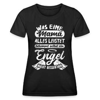 Mama Engel Mutter Spruch Muttertag - Frauen Funktions-T-Shirt - Schwarz - Vorne - AI Model Female 172 light (172cm)