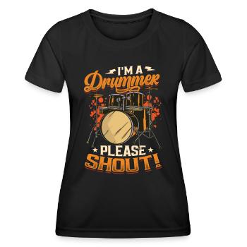 Ich Bin Ein Schlagzeuger Bitte Schreien - Frauen Funktions-T-Shirt - Schwarz - Vorne - AI Model Female 172 light (172cm)