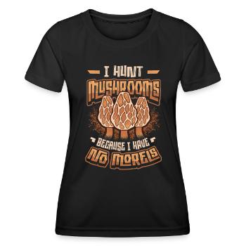 Je chasse les champignons parce que je n’ai pas de morilles - T-shirt sport Femme - noir - Devant - AI Model Female 172 light (172cm)