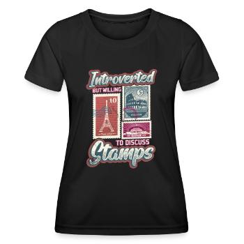Introverted, but ready to receive stamps - Women's Functional T-Shirt - black - Front - AI Model Female 172 light (172cm)