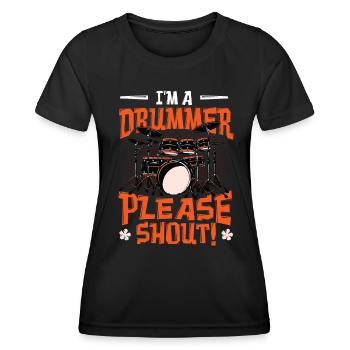 Ich Bin Ein Schlagzeuger Bitte Schreien - Frauen Funktions-T-Shirt - Schwarz - Vorne - AI Model Female 172 light (172cm)