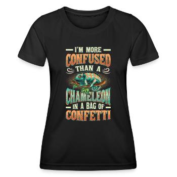 Verwirrter Als Ein Chamäleon - Frauen Funktions-T-Shirt - Schwarz - Vorne - AI Model Female 172 light (172cm)