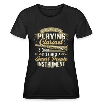 Clarinet playing clarinet - Women's Functional T-Shirt - black - Front - AI Model Female 172 light (172cm)