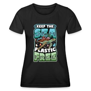 Haltet Das Meer Plastikfrei Rettet Den Ozean - Frauen Funktions-T-Shirt - Schwarz - Vorne - AI Model Female 172 light (172cm)