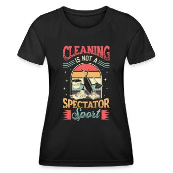 Reinigung Ist Kein Zuschauersport, Hausreinigung. - Frauen Funktions-T-Shirt - Schwarz - Vorne - AI Model Female 172 light (172cm)