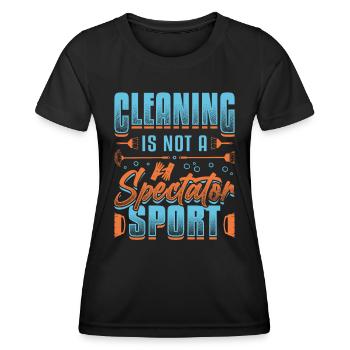 Reinigung Ist Kein Zuschauersport, Hausreinigung. - Frauen Funktions-T-Shirt - Schwarz - Vorne - AI Model Female 172 light (172cm)