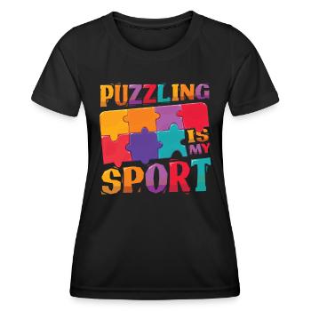 Puzzles is my sport, puzzle lover. - Women's Functional T-Shirt - black - Front - AI Model Female 172 light (172cm)