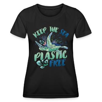 Haltet Das Meer Plastikfrei Rettet Den Ozean. - Frauen Funktions-T-Shirt - Schwarz - Vorne - AI Model Female 172 light (172cm)