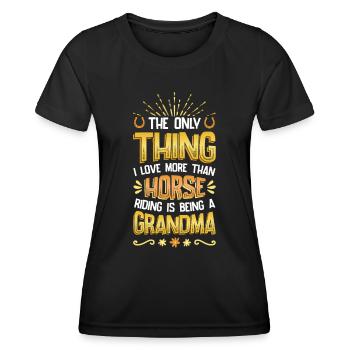 Reiten, Frauen, Pferdeliebhaber, Oma. - Frauen Funktions-T-Shirt - Schwarz - Vorne - AI Model Female 172 light (172cm)