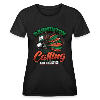 Badminton Ruft Badminton - Frauen Funktions-T-Shirt - Schwarz - Vorne - AI Model Female 172 light (172cm)