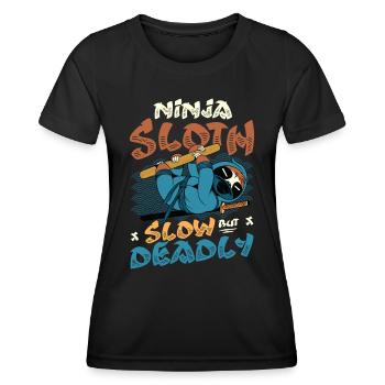 Ninja Sloth lent mais mortel - T-shirt sport Femme - noir - Devant - AI Model Female 172 light (172cm)