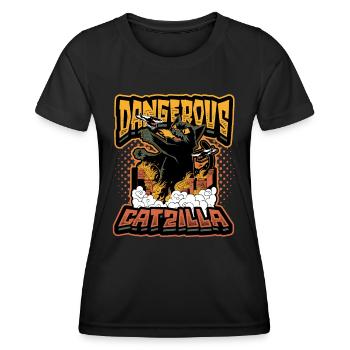 Dangereux Catzilla - T-shirt sport Femme - noir - Devant - AI Model Female 172 light (172cm)