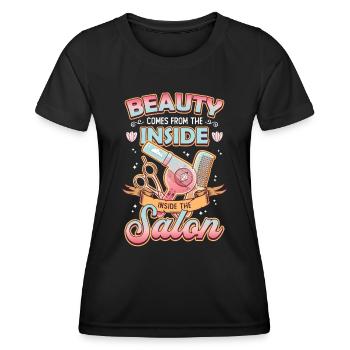 La beauté vient de l’intérieur du salon de coiffure - T-shirt sport Femme - noir - Devant - AI Model Female 172 light (172cm)