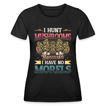 Je chasse les champignons parce que je n’ai pas de morilles - T-shirt sport Femme - noir - Devant - AI Model Female 172 light (172cm)