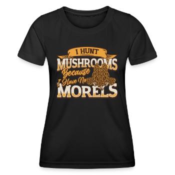 Je chasse les champignons parce que je n’ai pas de morilles - T-shirt sport Femme - noir - Devant - AI Model Female 172 light (172cm)