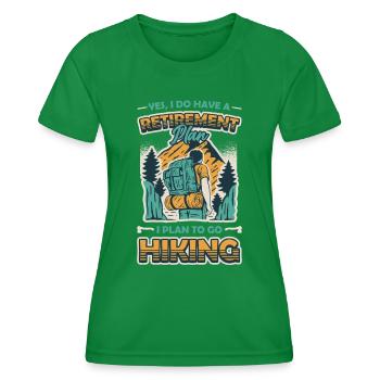 Ruhestandsplan, Wandern, Rentner, Wanderer. - Frauen Funktions-T-Shirt - Kelly Green - Vorne - AI Model Female 172 dark (172cm)