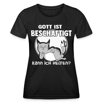 Gott ist beschäftigt - Frauen Funktions-T-Shirt - Schwarz - Vorne - AI Model Female 172 light (172cm)