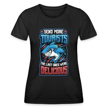 Envoyer plus de touristes - T-shirt sport Femme - noir - Devant - AI Model Female 172 light (172cm)