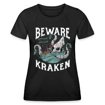 Beware of the Kraken - Women's Functional T-Shirt - black - Front - AI Model Female 172 light (172cm)
