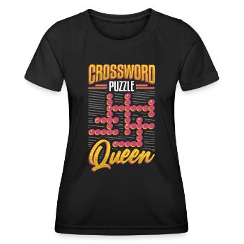 Crossword Puzzle Queen Crossword Puzzle Puzzle - Women's Functional T-Shirt - black - Front - AI Model Female 172 light (172cm)