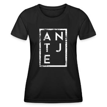 Contact Presse / Médias Minimalisme - T-shirt sport Femme - noir - Devant - AI Model Female 172 light (172cm)