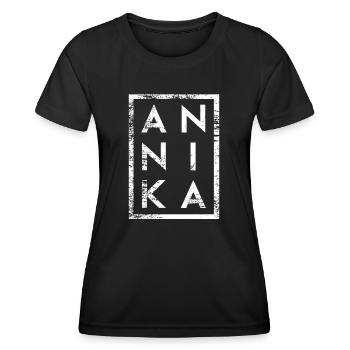 Annika Minimalismus - Frauen Funktions-T-Shirt - Schwarz - Vorne - AI Model Female 172 light (172cm)