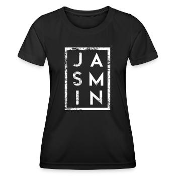 Jasmin Minimalismus - Frauen Funktions-T-Shirt - Schwarz - Vorne - AI Model Female 172 light (172cm)