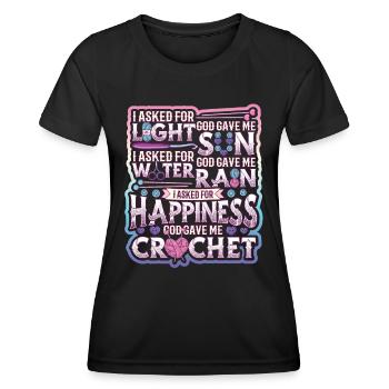 Crochet Lucky Yarns - Women's Functional T-Shirt - black - Front - AI Model Female 172 light (172cm)