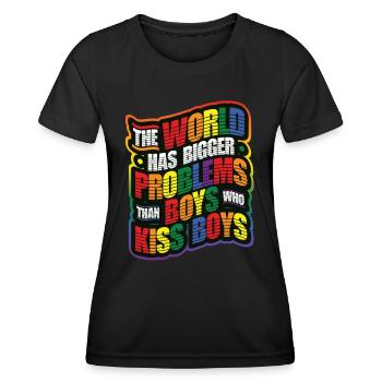 Größere Probleme Als Jungs, Die Jungs Küssen - Frauen Funktions-T-Shirt - Schwarz - Vorne - AI Model Female 172 light (172cm)