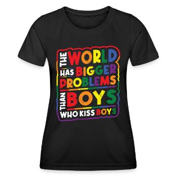 Größere Probleme Als Jungs, Die Jungs Küssen - Frauen Funktions-T-Shirt - Schwarz - Vorne - AI Model Female 172 light (172cm)