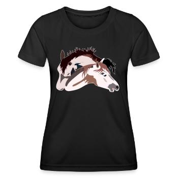 Paar Pferde - Frauen Funktions-T-Shirt - Schwarz - Vorne - AI Model Female 172 light (172cm)