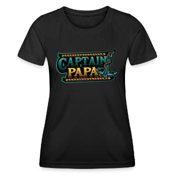 Kapitän Papa Bootfahren - Frauen Funktions-T-Shirt - Schwarz - Vorne - AI Model Female 172 light (172cm)