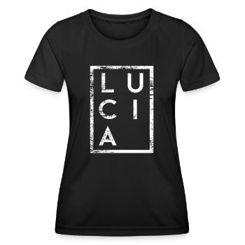 Lucia Minimalismus - Frauen Funktions-T-Shirt - Schwarz - Vorne - AI Model Female 172 light (172cm)