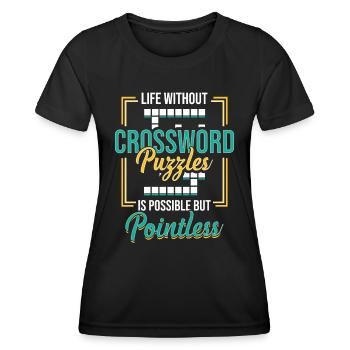 Amateurs de mots croisés, Mots croisés - T-shirt sport Femme - noir - Devant - AI Model Female 172 light (172cm)